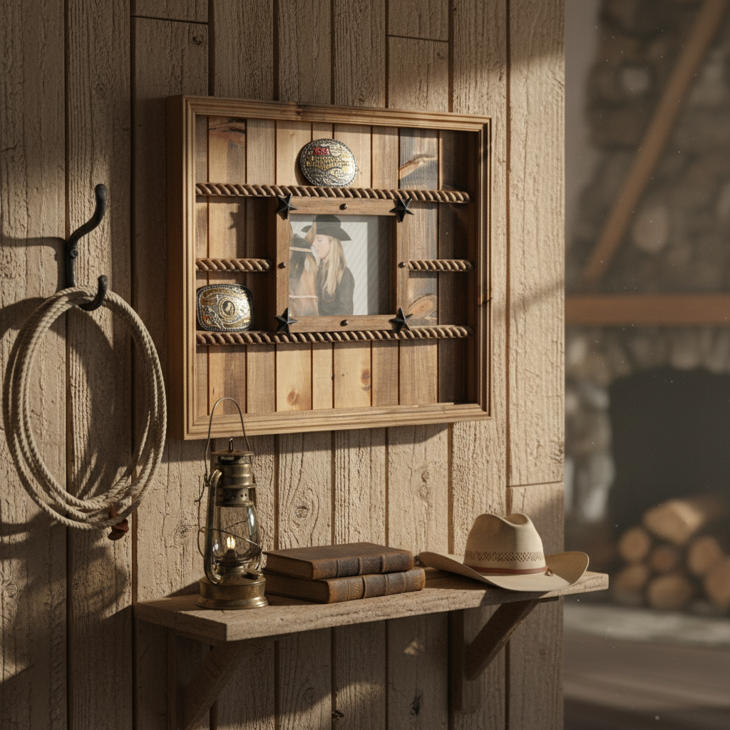 14 Buckle Display with 8x10 Picture Frame - Many Backgrounds Available