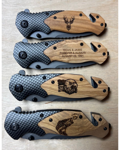 Personalized Wood Pocket Knives