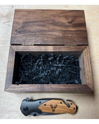 Personalized Wood Pocket Knives with Walnut Presentation Box