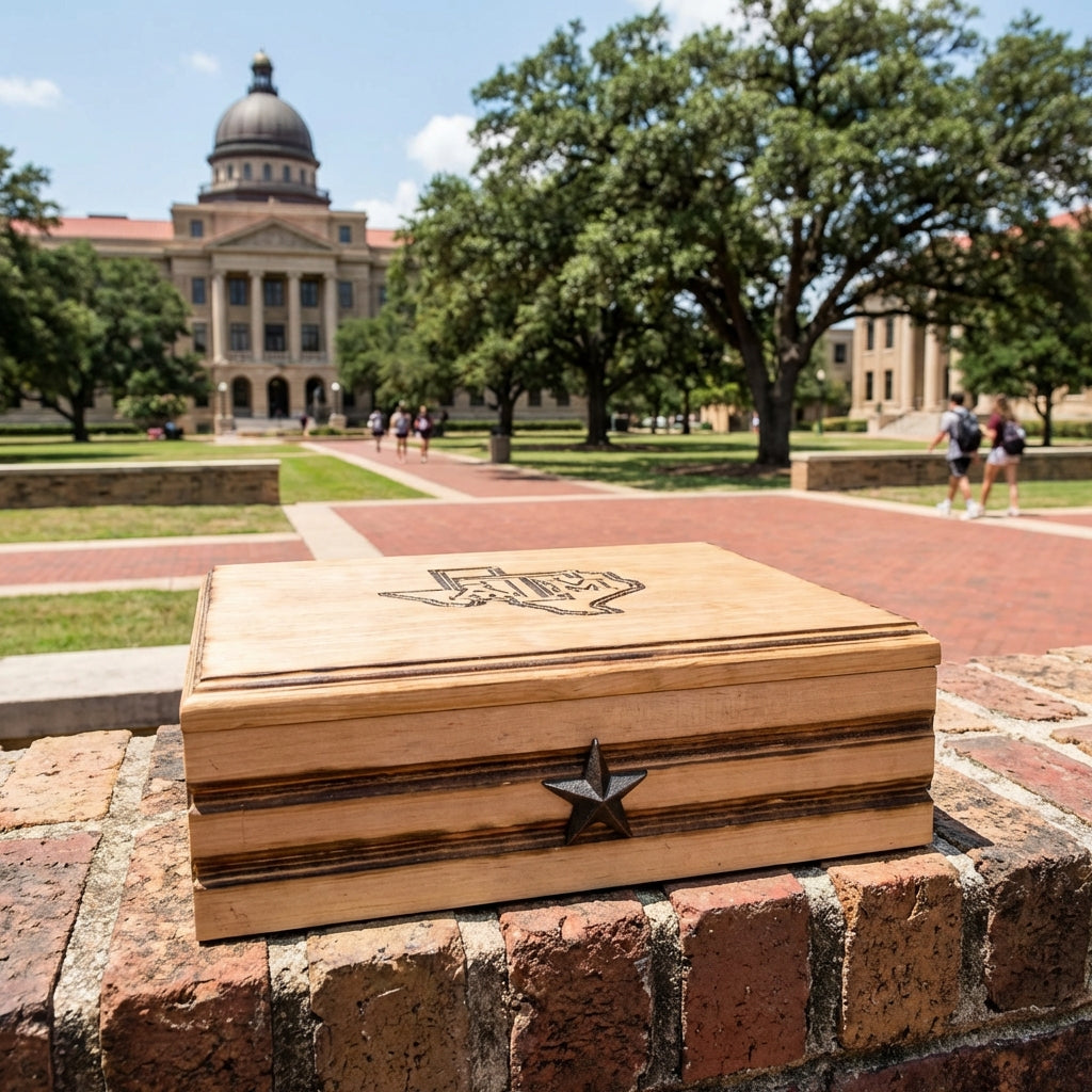 A&M Carved Handmade Jewelry Box - Faux Leather Lined