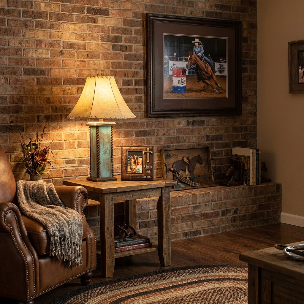 24" USB Rustic Barrel Racer lamp - With USB Outlet