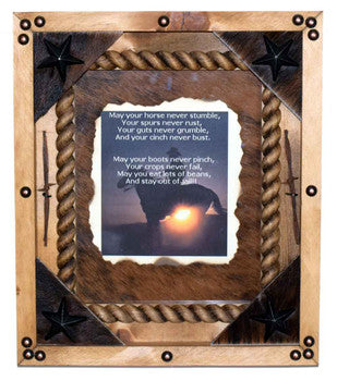 Framed Cowboy Prayer with Cowhide Back image 0