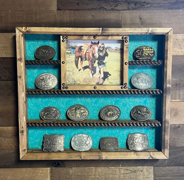 14 Buckle Display with Top Center 8x10 Picture Frame - Many Backgrounds Available - Image 4