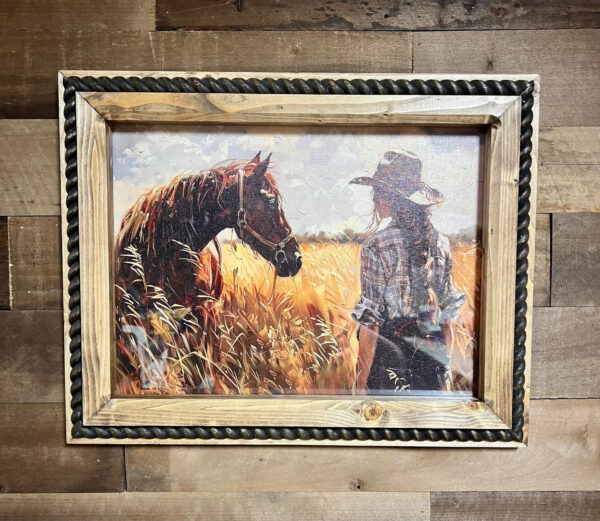 12" x 16" Rustic Equestrian Print in Handcrafted Rustic Frame