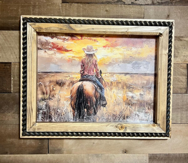 western cowgirl canvas art