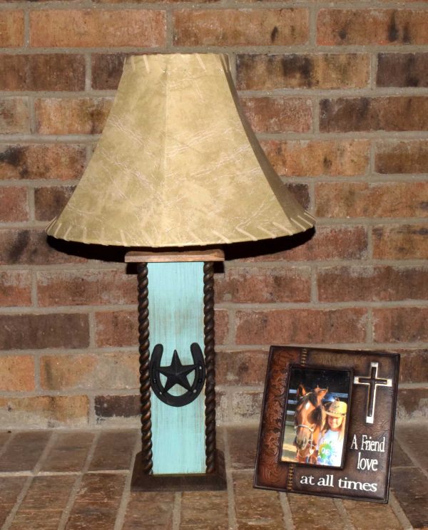 24" USB Rustic Lamps - Western Lamps - Western Horseshoe/Star Table Lamp with USB Power Center. Perfect for any western decor or the cabin