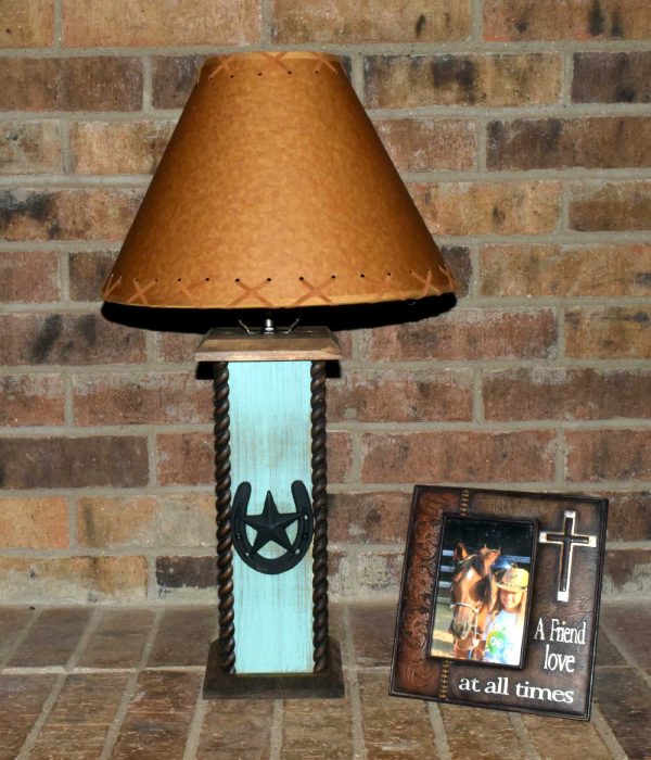 24" USB Rustic Lamps - Western Lamps - Western Horseshoe/Star Table Lamp with USB Power Center. Perfect for any western decor or the cabin - Image 5